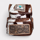 Western Genuine Leather cow hide backpack w/ tooling & concho