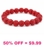 Red Bling Rhinestone Beaded Stretch Bracelet