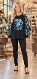 LUCKY COWGIRL Casino print long sleeve top