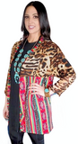 Leopard Sheer Sleeve Red Tribal cardigan