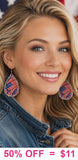 USA Flag earrings with bling trim
