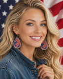 USA Flag earrings with bling trim