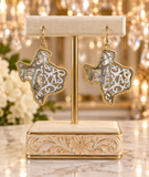 Silver tooled Texas earrings with gold trim