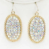 BLING BLING  Rhinestone Medium Oval Earrings with Gold Tone Border