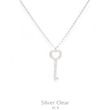 Bling Heart Key silver necklace