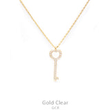Bling Heart Key gold necklace