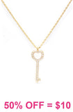 Bling Heart Key gold necklace