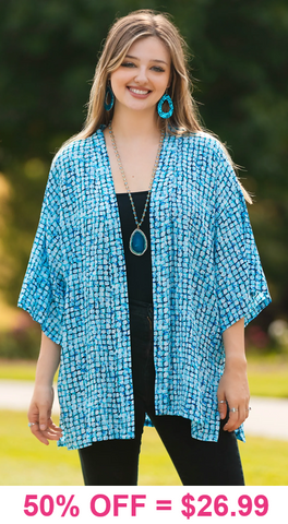 Blue printed cardigan - One Size