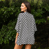 Checkered cardigan - black