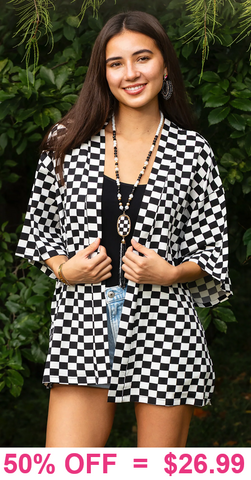 Checkered cardigan - black