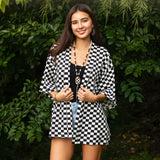 Checkered cardigan - black