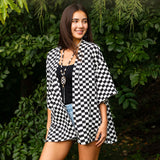 Checkered cardigan - black