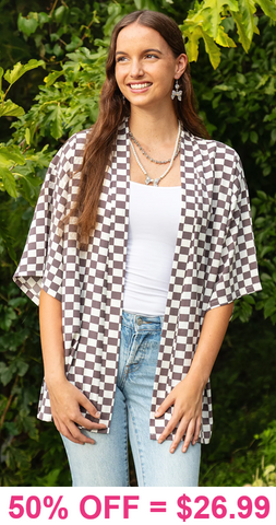 Checkered cardigan - grey