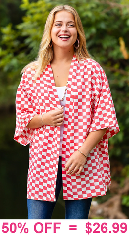 Checkered cardigan - pink