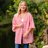 Checkered cardigan - pink