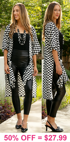 Black and White Checkered Duster slit sides