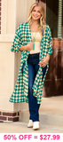 Turquoise Checkered Duster slit sides