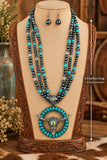 Steer pendant necklace with Silver & Turquoise beads