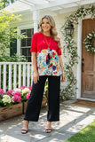 Red Top With Floral Scroll Print
