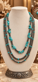 Silver & Turquoise Beaded 3 Layer Necklace set
