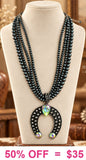 Burnished Silver beaded necklace with Squash pendant