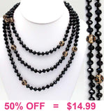 Black & Leopard Crystal Beaded 60" Layering Necklace