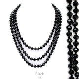 *Black Crystal Long 60” Layering Necklace