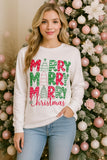 2X, 3X MERRY Christmas white long sleeve top
