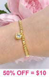 Gold bracelet with bling heart