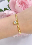 Gold bracelet with bling heart