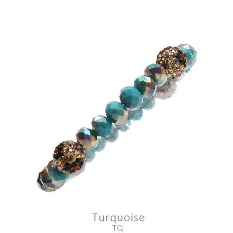 Turquoise/Bronze & Bling Leopard Crystal Stretch Bracelet