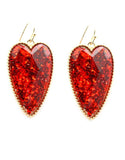 Red Glitter Resin Heart earrings
