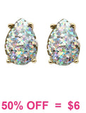 Silver AB Glitter teardrop stud earrings