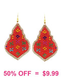 Red Beaded Moroccan shaped earrings