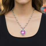 Fuchsia Heart gem stone necklace