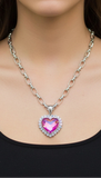 Fuchsia Heart gem stone necklace