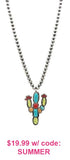 Silver Navajo Pearl Necklace with Multi color Cactus stone pendant