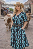 S, M, 3XTurquoise & Black Tribal Dress