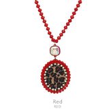 Leopard Oval pendant RED crystal necklace