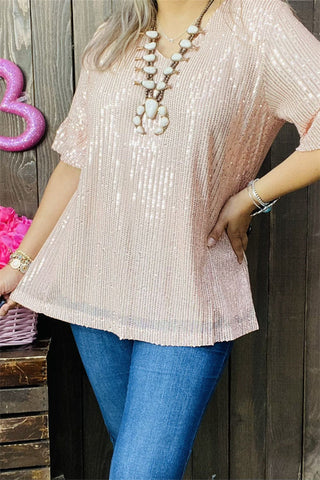 Rose Gold sequin blouse