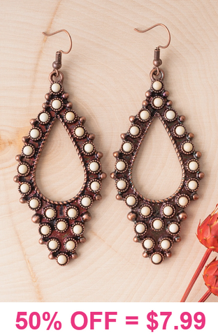 Cream & Copper Western teardrop earrings