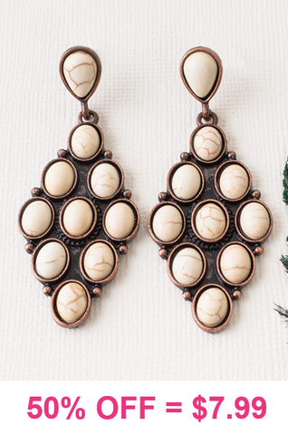 Cream diamond shape dangle earrings