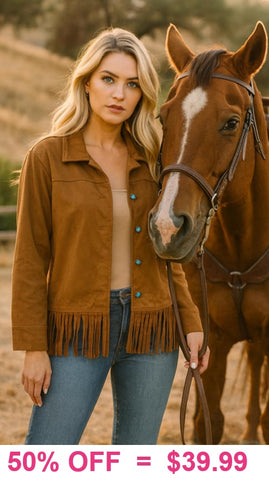 Western suede-like fringe jacket