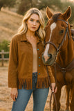 Western suede-like fringe jacket