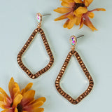 Bronze Crystal shape earrings with bling stud post