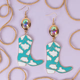 Turquoise cowgirl boots earrings