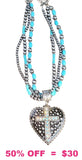 Heart Cross pendant Turquoise necklace set