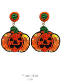 Sequin beaded pumpkin earrings
