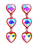 Red Trim Bling tripe heart earrings