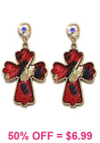 Hair on hide cross dangle earrings